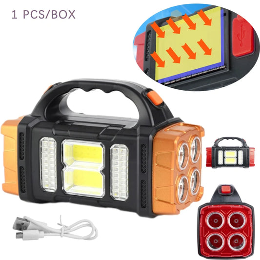 USB and Solar Rechargeable LED Flashlight